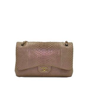 Chanel Jumbo Double Flap Python Iridescent Shoulde